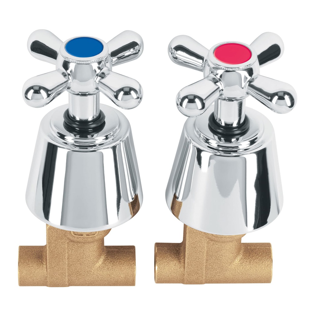 Juego 2 llaves de empotrar, soldable tipo cruceta, Aqua