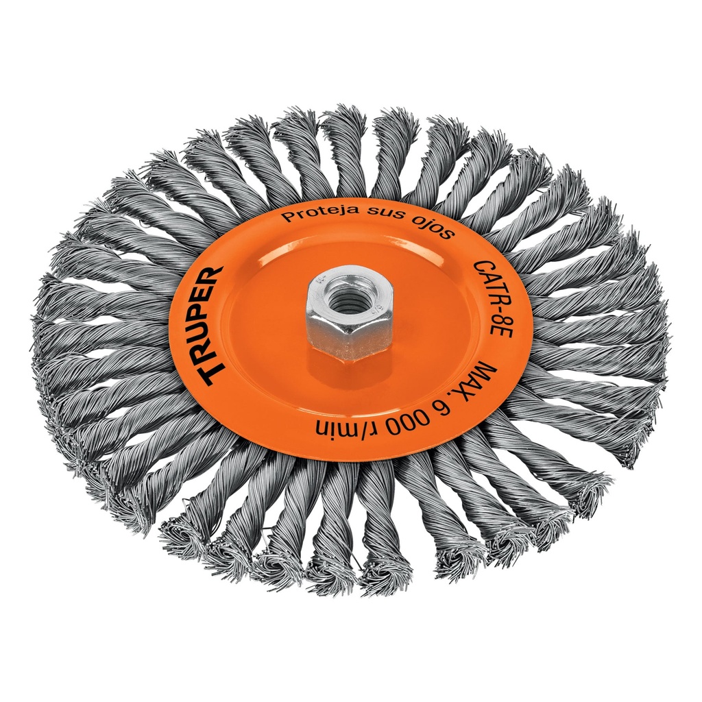 Carda circular 8' alambre trenzado, eje 5/8'-11, Truper