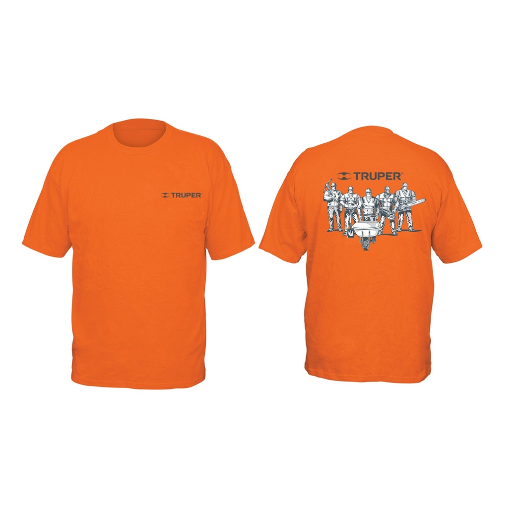 Camiseta naranja estampada 100% algodón, talla 40, Truper