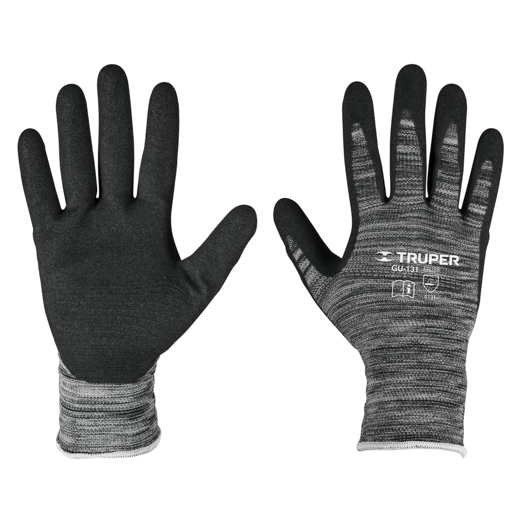 Guantes de nylon recubiertos de nitrilo arenoso, CH, Truper