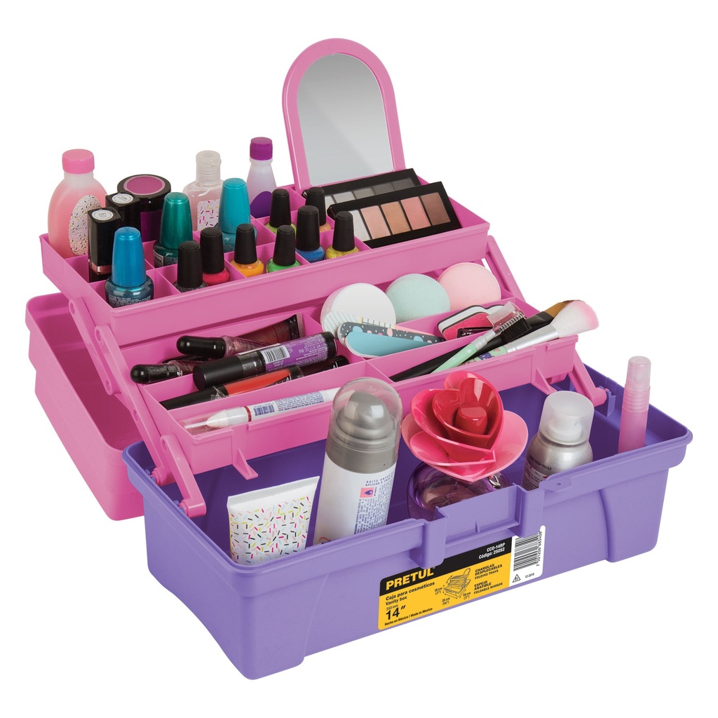 Caja cosmetiquera 14', rosa/morado, Pretul