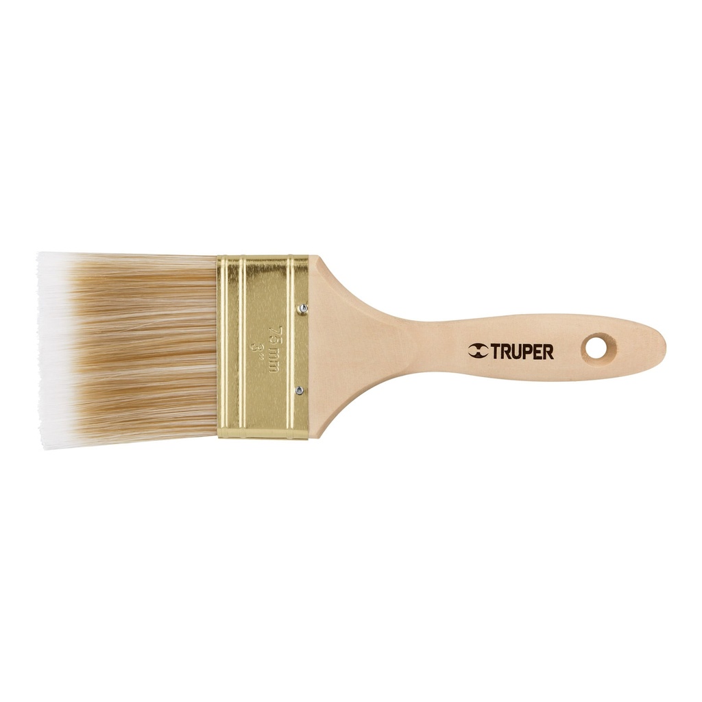 Brocha cerdas sintéticas 3' corte recto, mango de madera