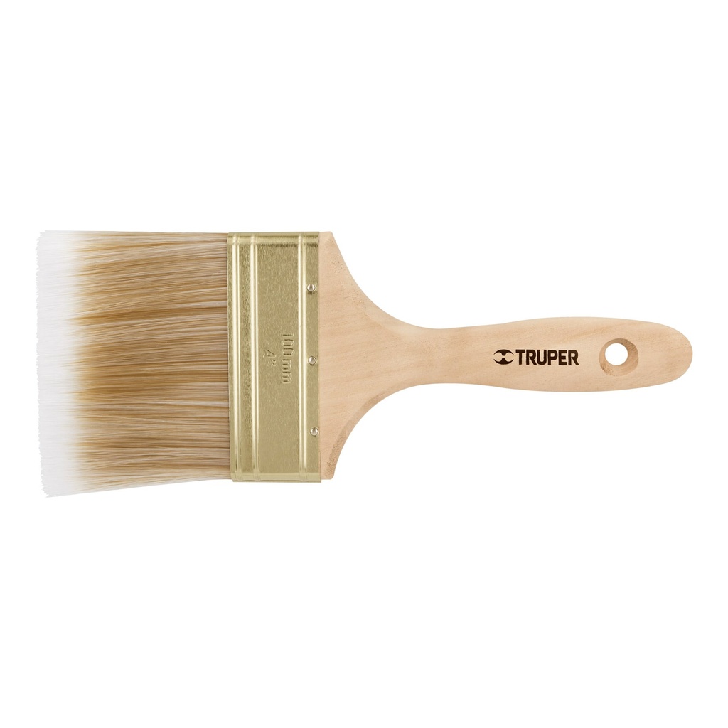 Brocha cerdas sintéticas 4' corte recto, mango de madera