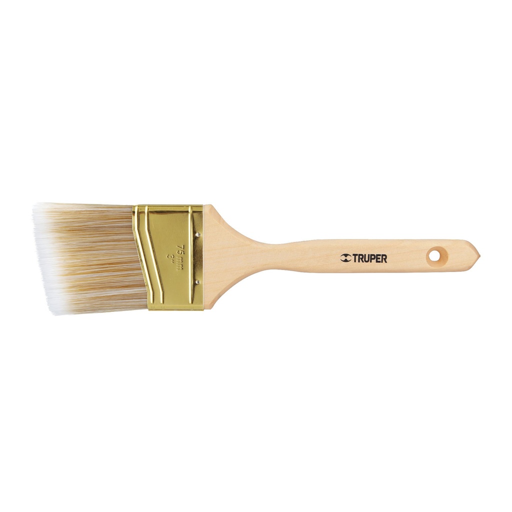 Brocha cerdas sintéticas 3' corte angular, mango de madera
