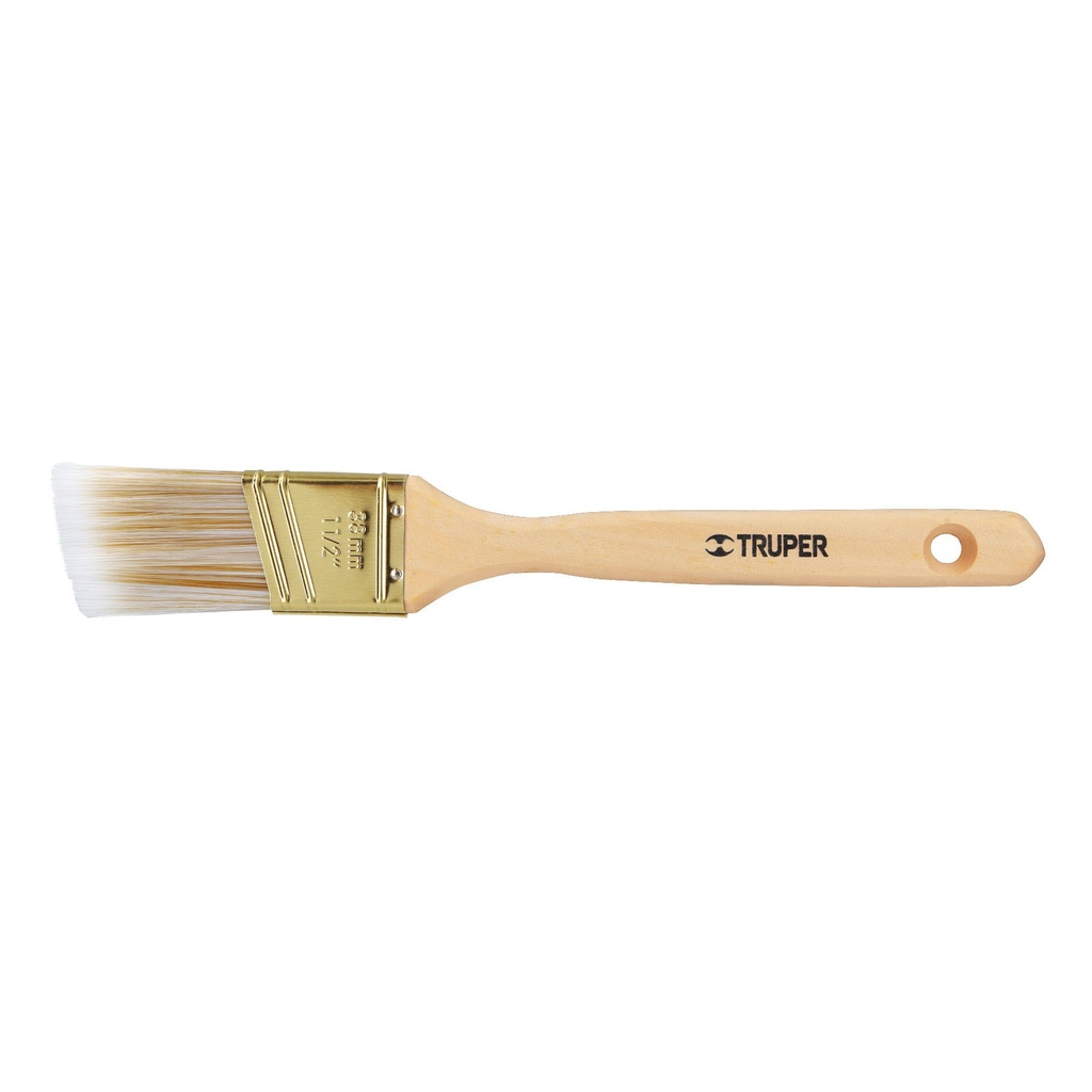 Brocha cerdas sintéticas 1-1/2' corte angular, mango madera