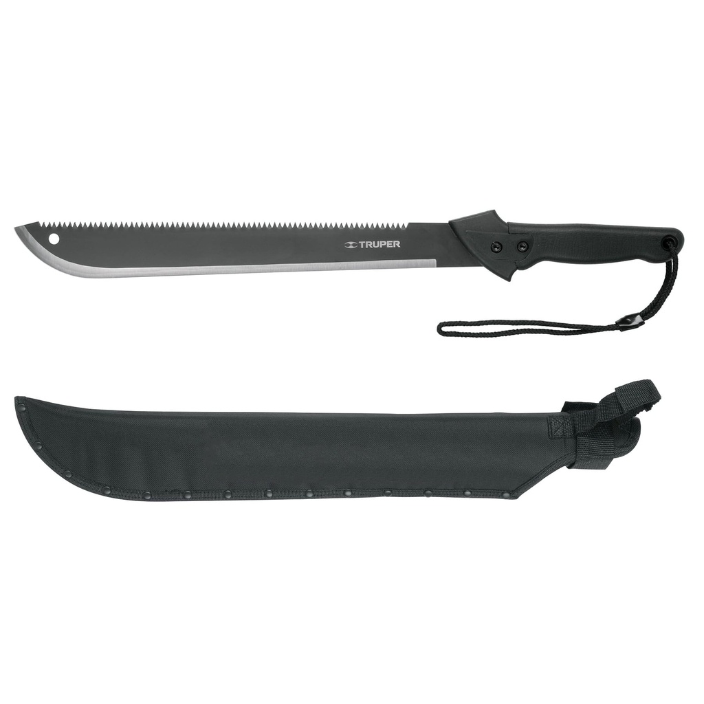 Machete doble filo 18' cacha bimaterial, con funda, Truper