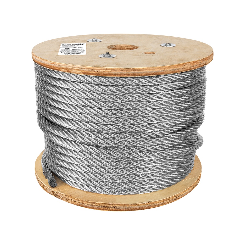 Metro de cable flexible 1/2' de acero 7x19 hilos, 75 m