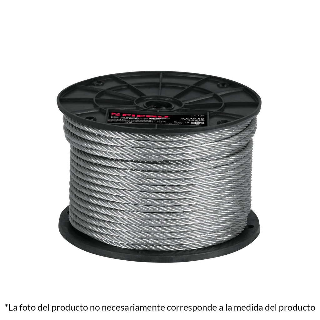 Metro de cable flexible 3/32' de acero 7x19 hilos, 300 m