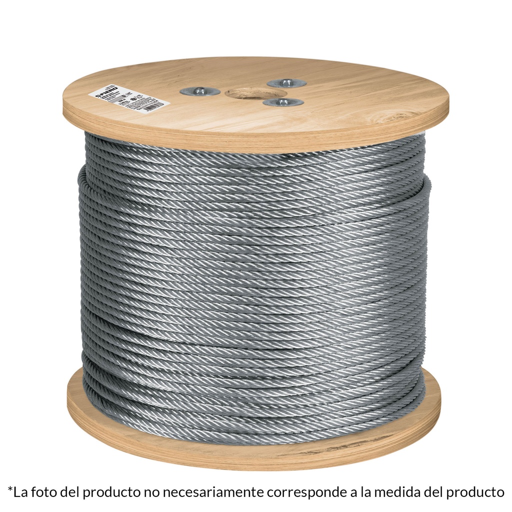 Metro de cable flexible 3/16' de acero 7x19 hilos, 300 m