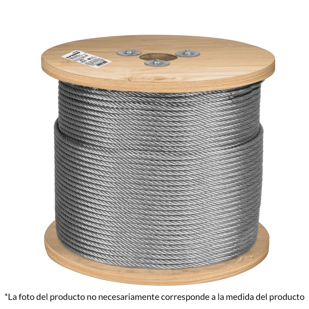 [48798] Metro de cable rígido 3/16' de acero 7x7 hilos, 300 m, Fiero
