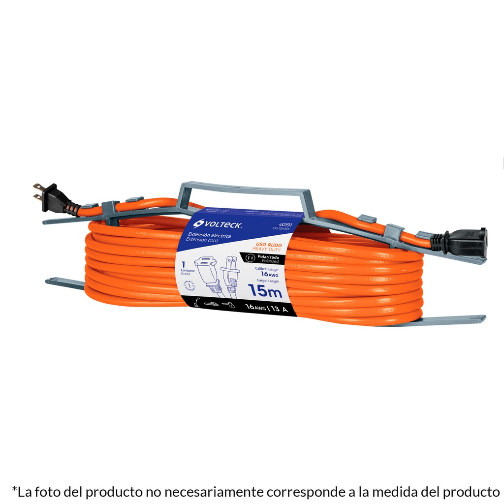 [40192] Extensión eléctrica uso rudo 30 m 2x16 AWG para 1 clavija