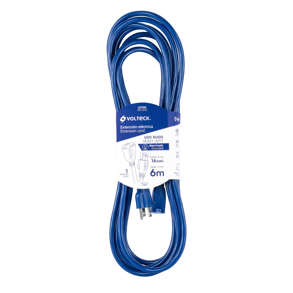 [40196] Extensión de uso rudo aterrizada 6 m calibre 16, Volteck