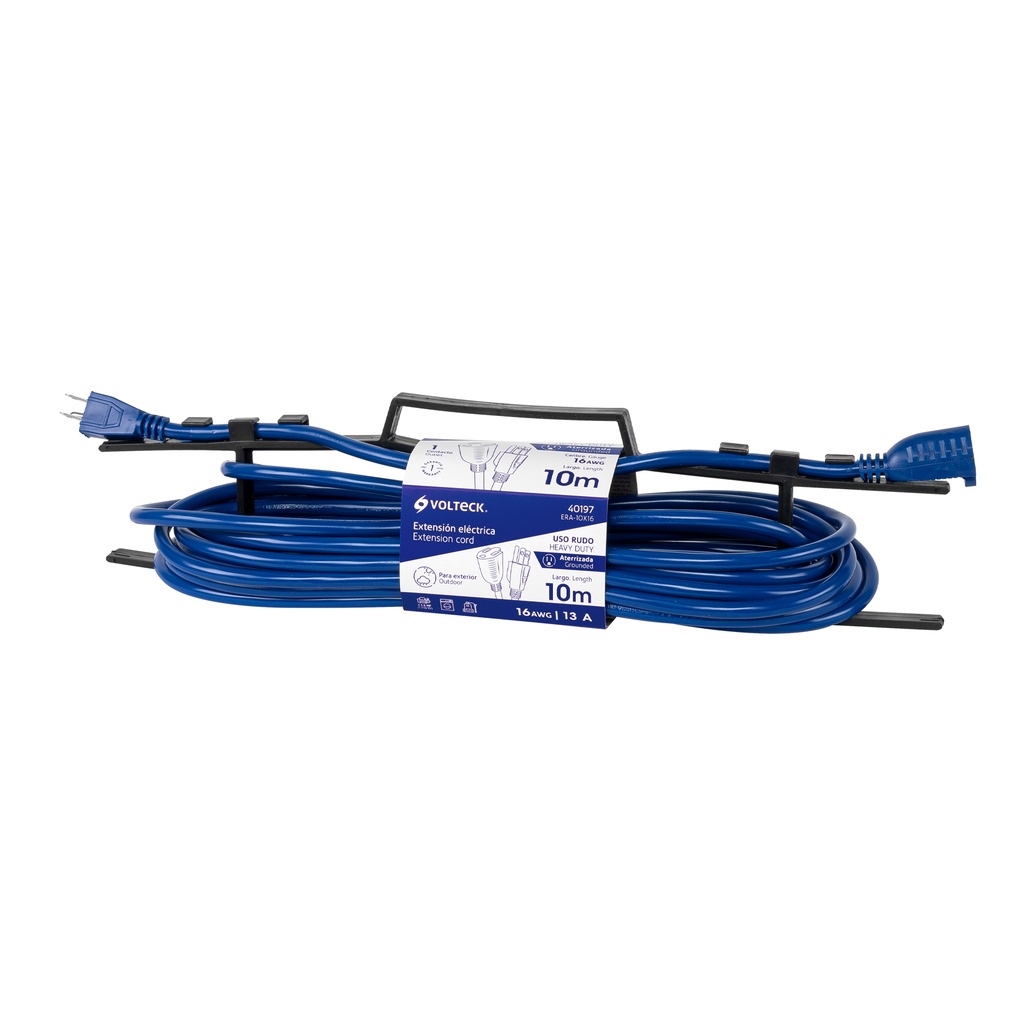 Extensión de uso rudo aterrizada 10 m calibre 16, Volteck