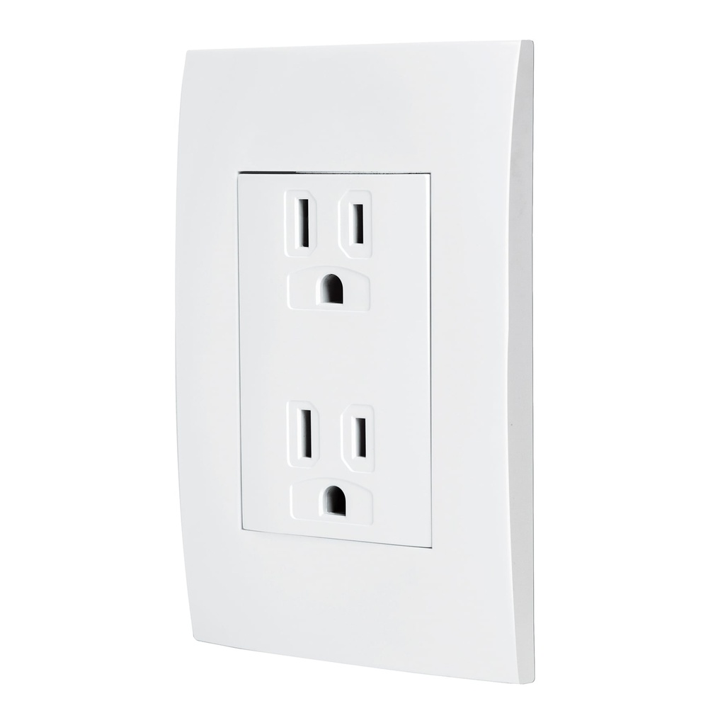 Contacto dúplex, 2 polos + tierra, línea Oslo, blanco