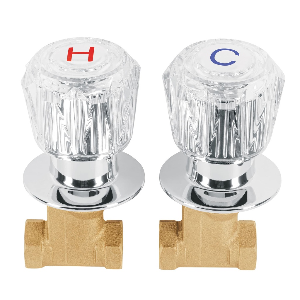 [49252] Juego 2 llaves empotrar, regadera, roscables, acrílico,Basic