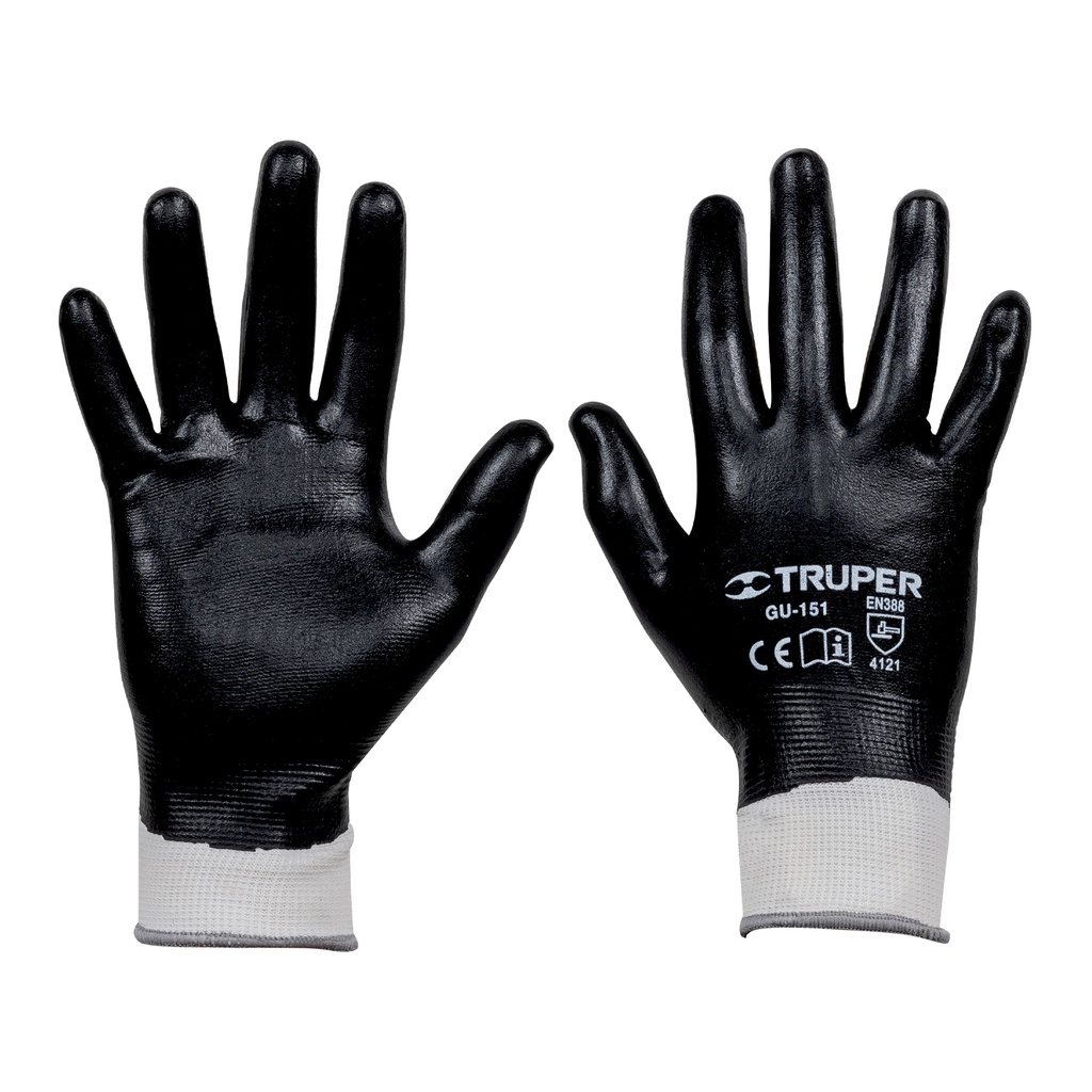 Guantes de poliéster con recubrimiento de nitrilo, CH,Truper