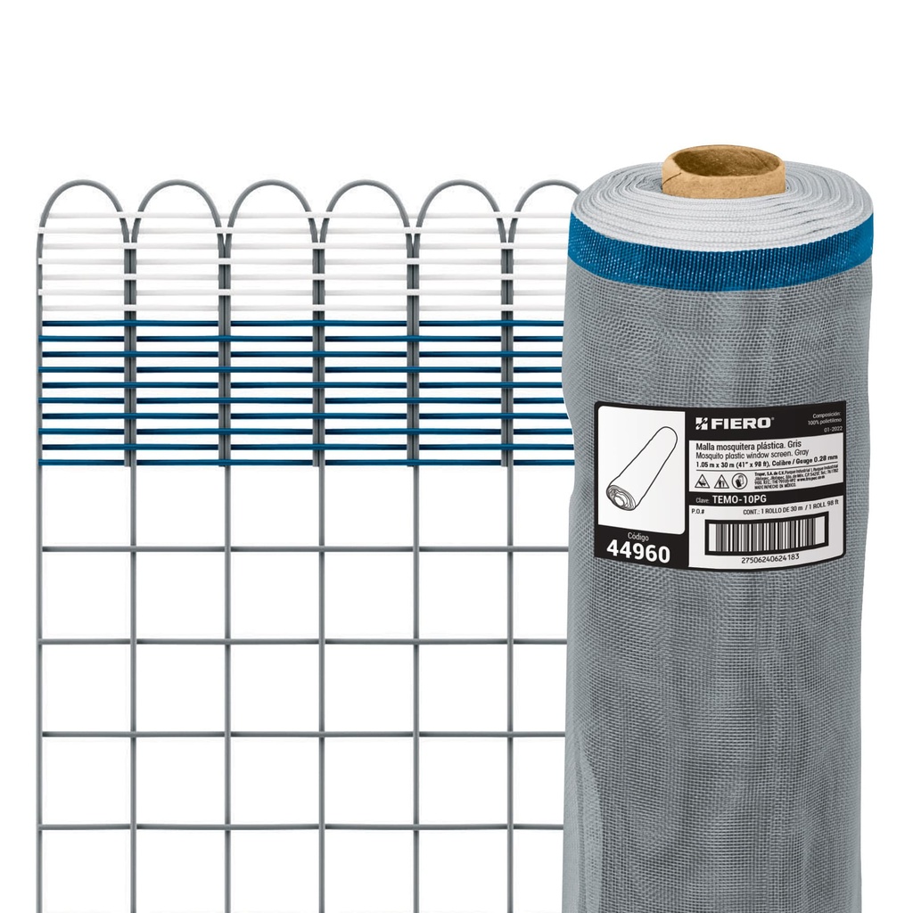 Rollo de 30 m x 1.05 m de malla mosquitera plástica gris