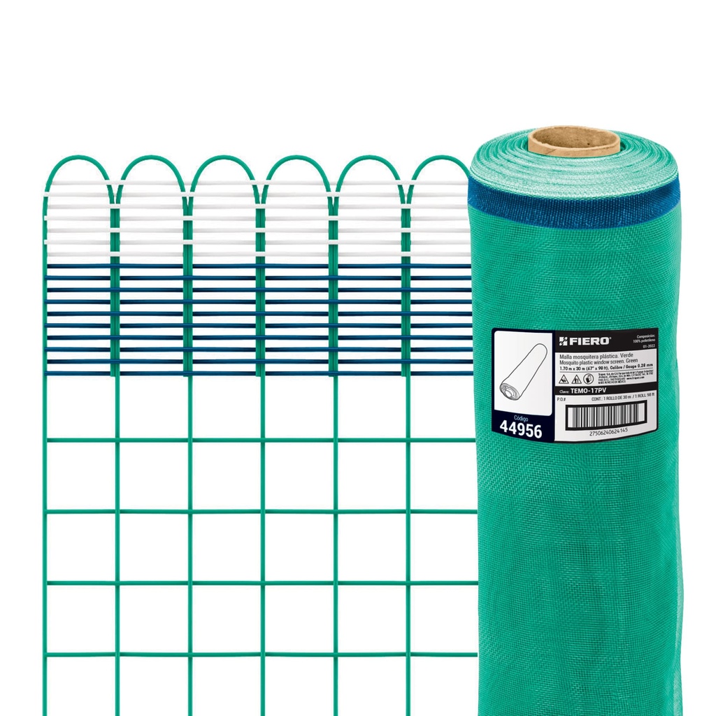 Rollo de 30 m x 1.7 m de malla mosquitera plástica verde