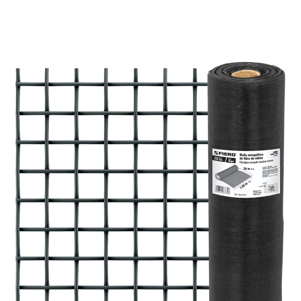 Rollo de 30 m x 1.5 m malla mosquitera fibra de vidrio negra