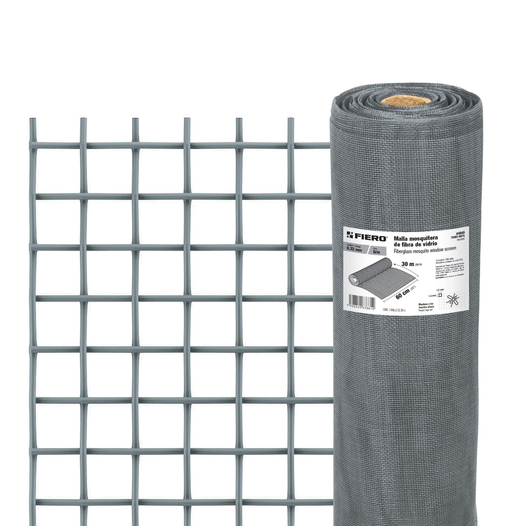 Rollo de 30 m x 0.6 m malla mosquitera fibra de vidrio gris