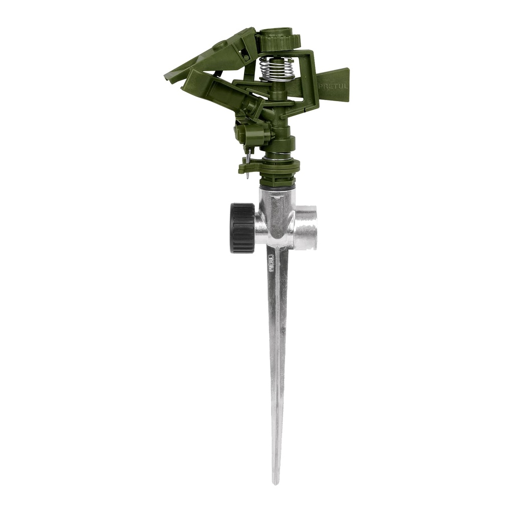 [20072] Aspersor verde, plástico, dos vías, estaca de zinc de 11'