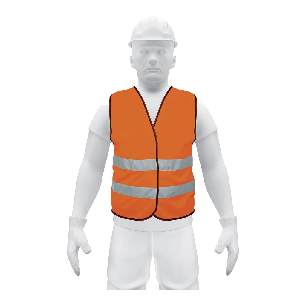 Chaleco de seguridad naranja con cintas de alta visibilidad