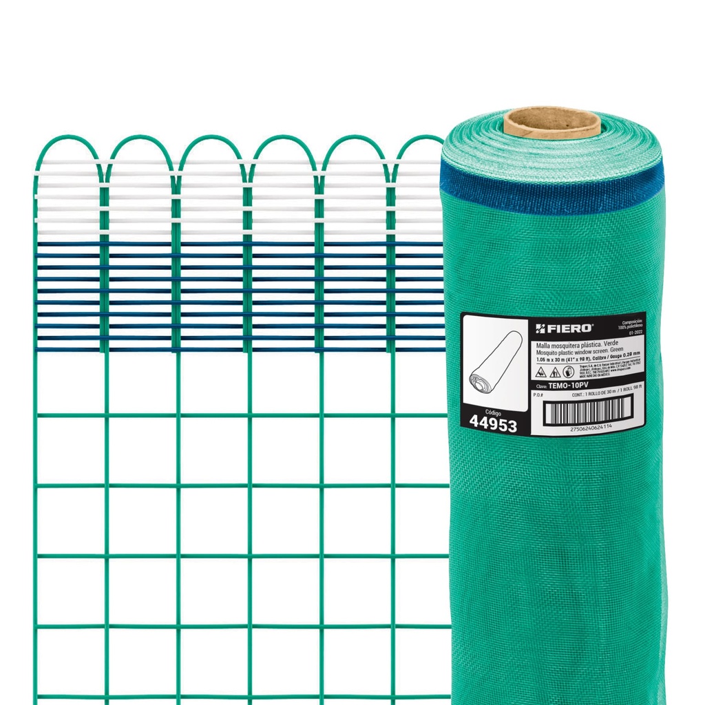 Rollo de 30 m x 1.05 m de malla mosquitera plástica verde