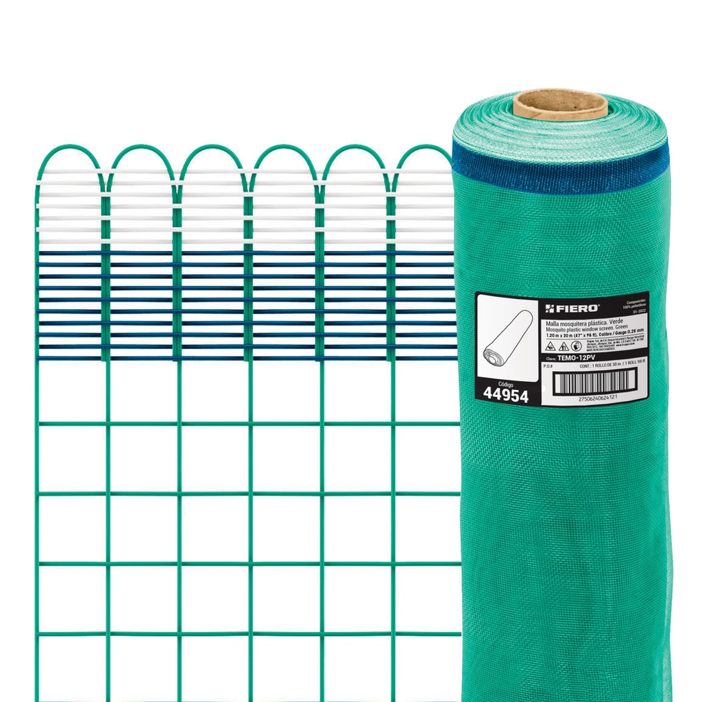 Rollo de 30 m x 1.2 m de malla mosquitera plástica verde