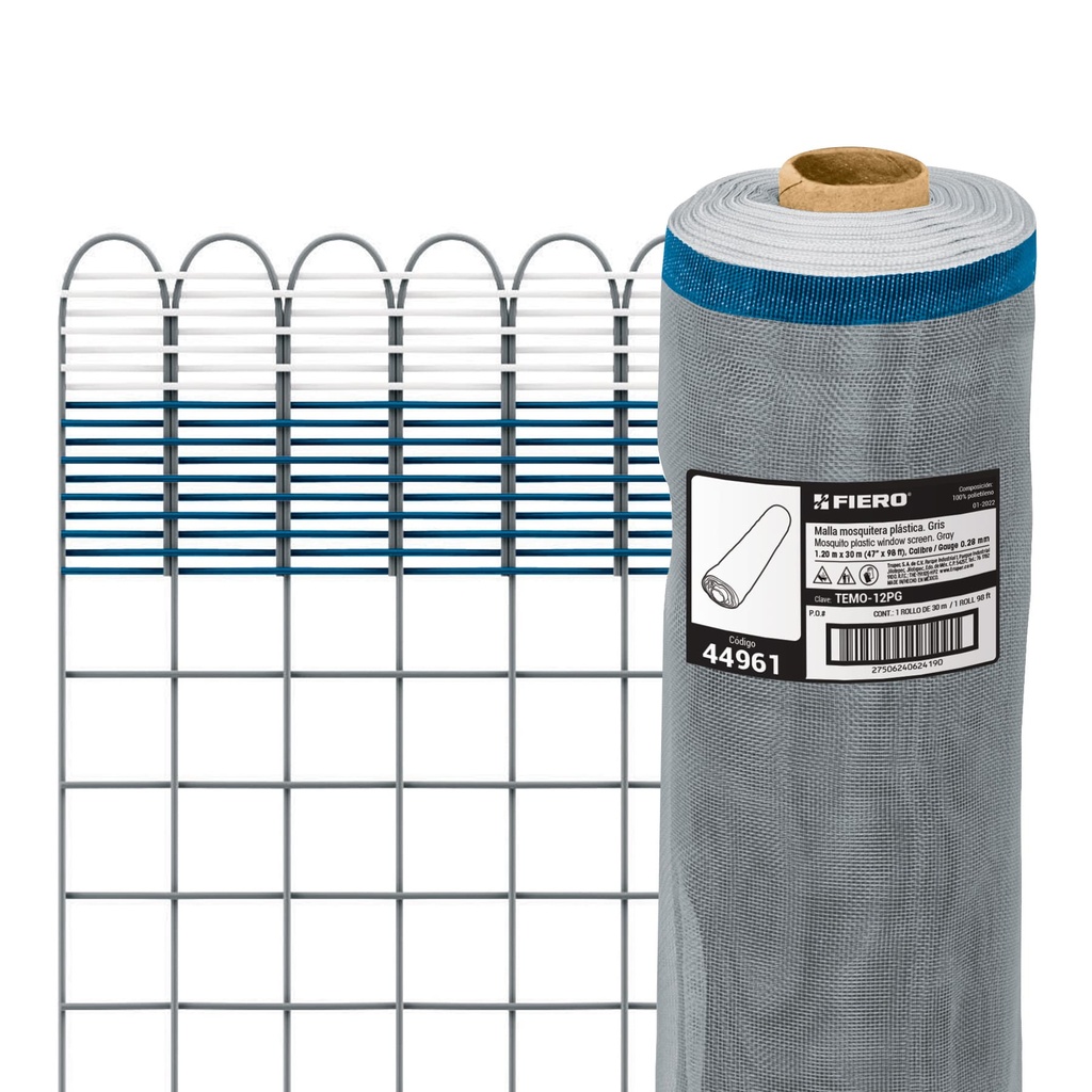 Rollo de 30 m x 1.2 m de malla mosquitera plástica gris