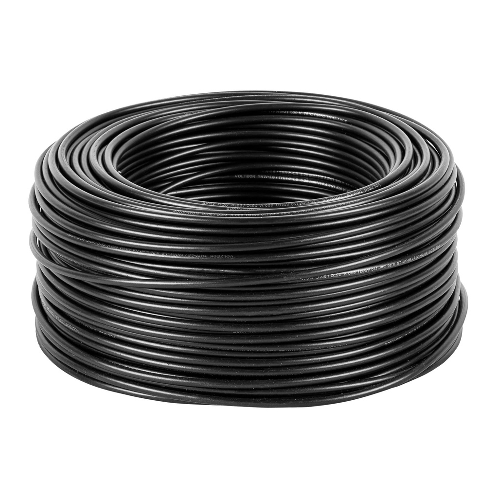 Rollo de 100 m de cable THHW-LS 10 AWG negro, Volteck