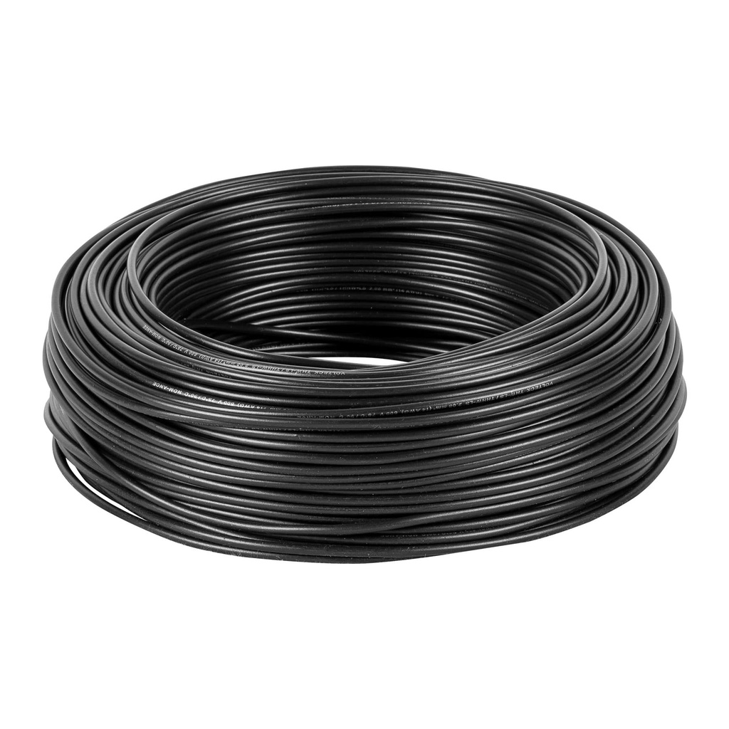 Rollo de 100 m de cable THHW-LS 14 AWG negro, Volteck