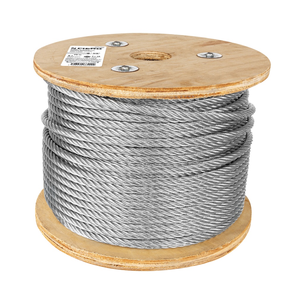 Metro de cable flexible 3/8' de acero 7x19 hilos, 75 m