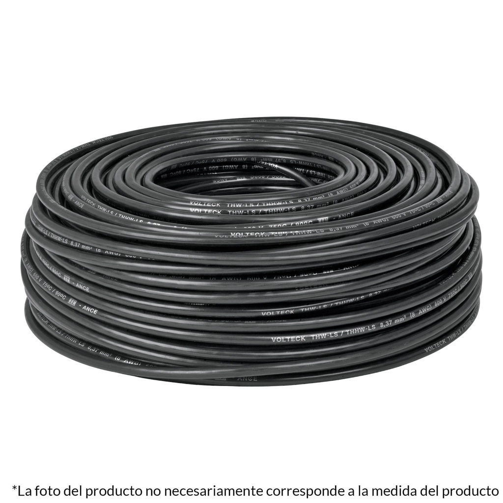 [40205] Rollo de 100 metros de cable THW CCA 8 AWG negro, Basic