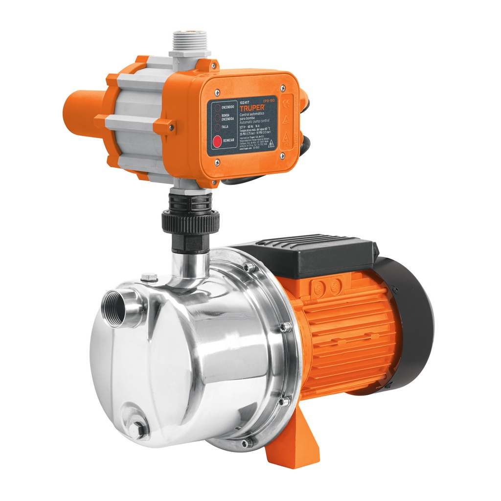 Bomba presurizadora jet acero 1 HP con control, Truper