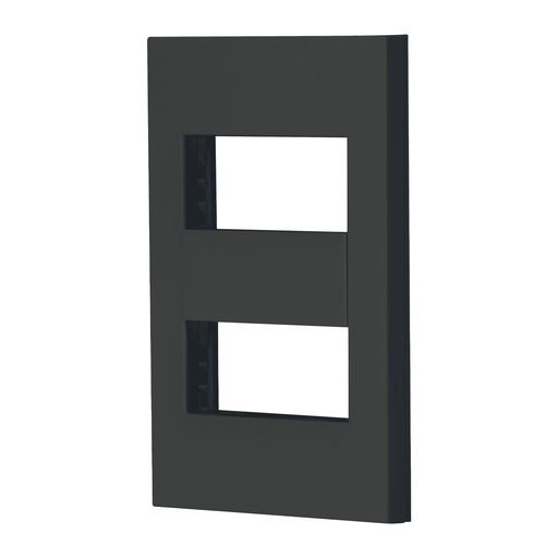 [47998] Placa 2 ventanas, 1 módulo, línea Española, color negro