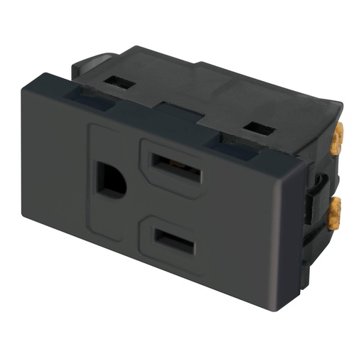 [47991] Contacto aterrizado, 1 módulo, línea Española, color negro