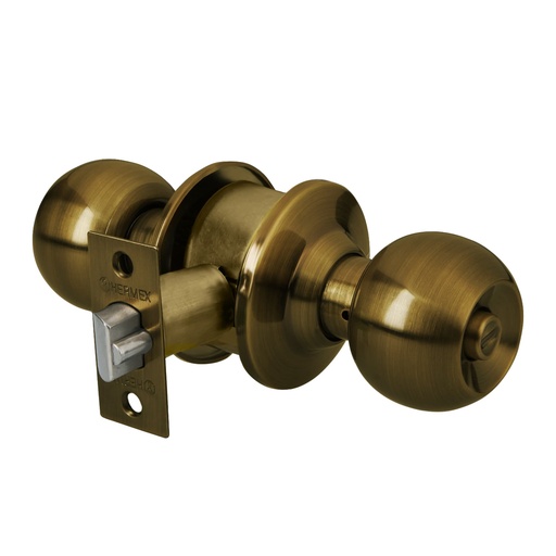 [43470] Cerradura tipo esfera para recámara, latón antiguo, Hermex