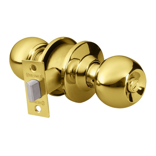 [43471] Cerradura tipo esfera para baño, latón brillante, Hermex