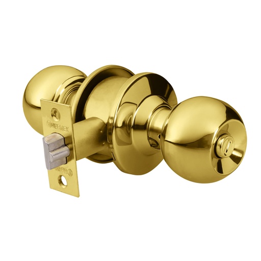 [43473] Cerradura tipo esfera para recámara, latón brillante, Hermex