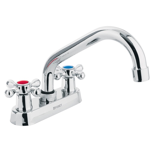 [47688] Mezcladora 4' para lavabo, cuello tubular, manerales cruceta