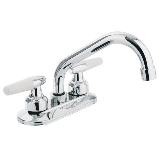 [47687] Mezcladora 4' para lavabo, cuello tubular, manerales cono