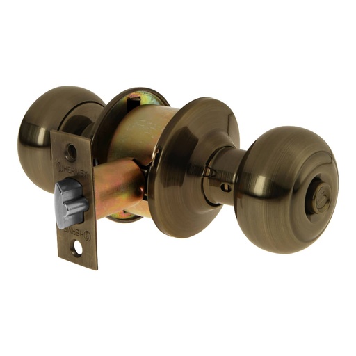 [43455] Cerradura tipo oval para recámara, latón antiguo, Hermex