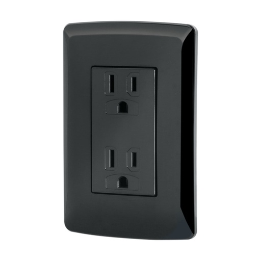 [47588] Contacto dúplex aterrizado, color negro, línea Italiana