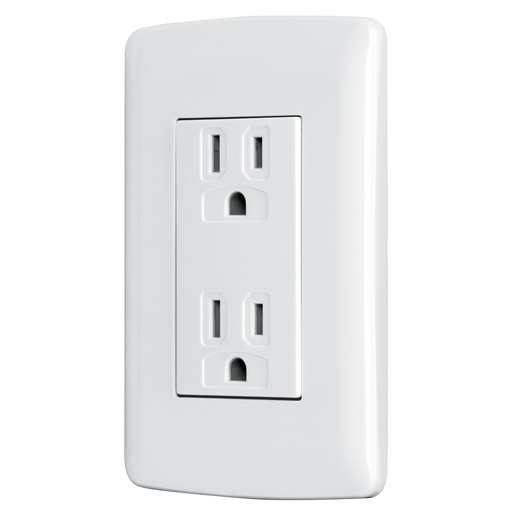 [48130] Contacto dúplex aterrizado, color blanco, línea Italiana 