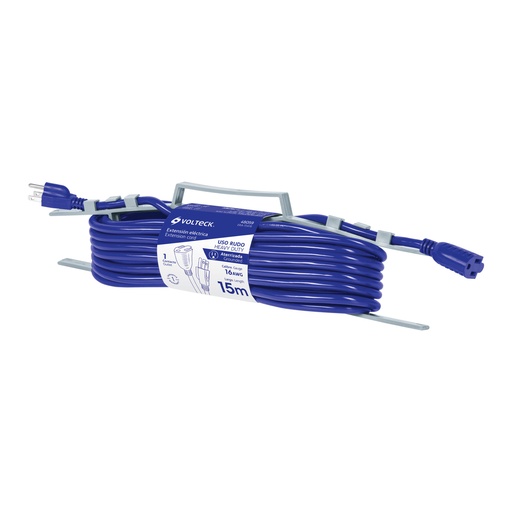 [48059] Extensión de uso rudo aterrizada 15 m 3x16 AWG, Volteck