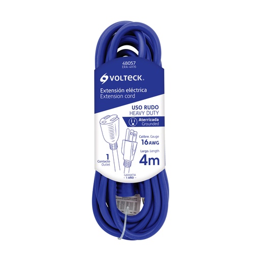 [48057] Extensión de uso rudo aterrizada 4 m 3x16 AWG, Volteck