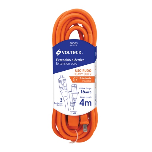 [48043] Extensión eléctrica de uso rudo 4 m 2x16 AWG, Volteck