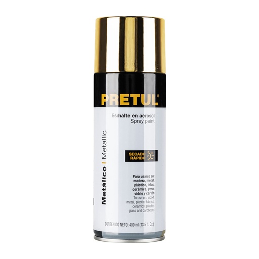 [27180] Pintura en aerosol, metálica, oro, bote esbelto,400ml,Pretul