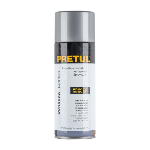 [27174] Pintura en aerosol, metálica,plata,bote esbelto,400ml,Pretul