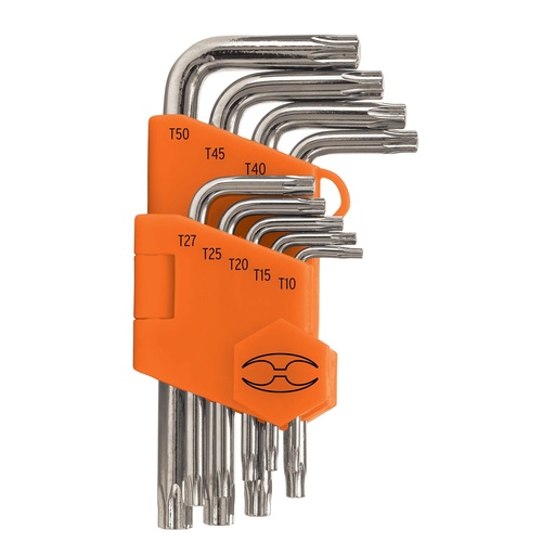 [15554] Juego de 9 llaves torx con organizador abatible, Truper